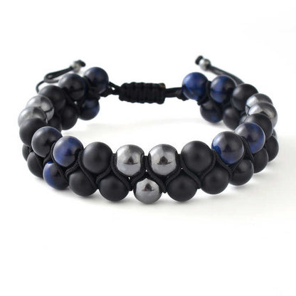 Pulsera doble Onix Mate-Malaquita-Ojo Tigre