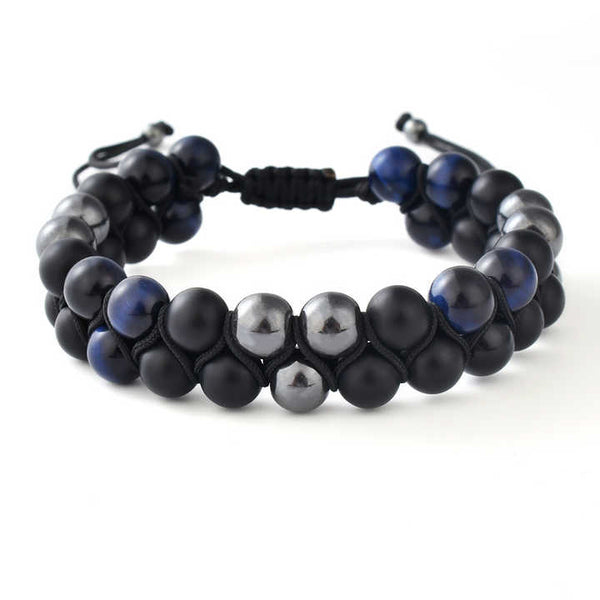 Pulsera doble Onix Mate-Malaquita-Ojo Tigre