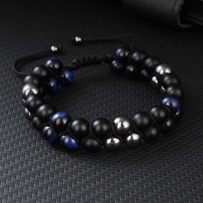 Pulsera doble Onix Mate-Malaquita-Ojo Tigre