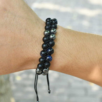 Pulsera doble Onix Mate-Malaquita-Ojo Tigre