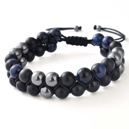 Pulsera doble Onix Mate-Malaquita-Ojo Tigre