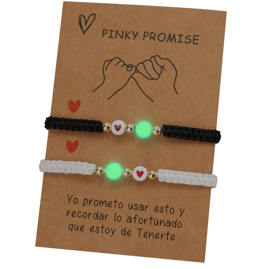 Pulsera De Corazón Con Pepita Luminosa Tejida Para Parejas