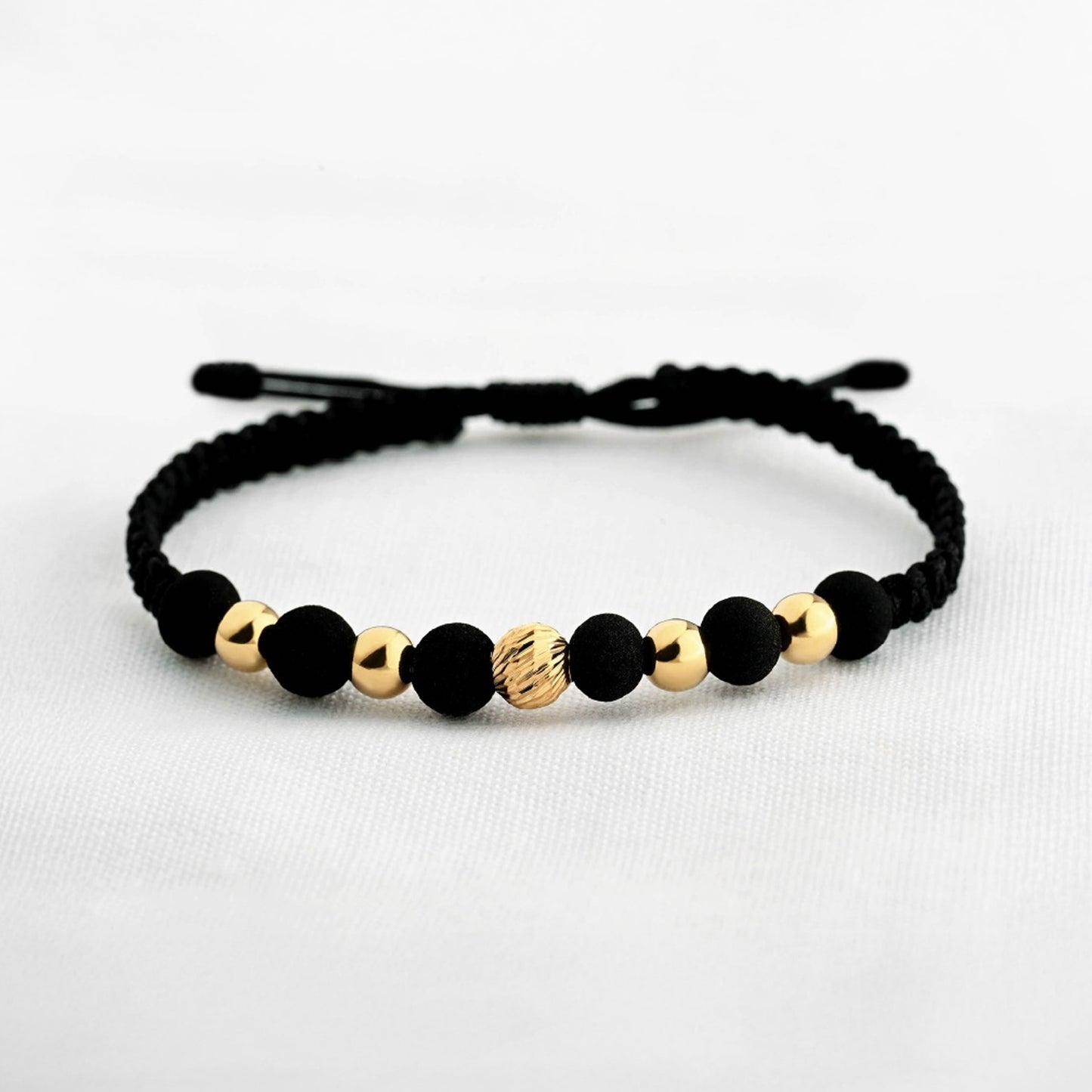 Pulsera Trenzada Neopreno + Balines 18k