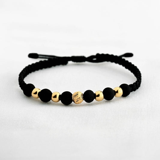 Pulsera Trenzada Neopreno + Balines 18k