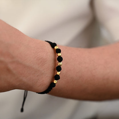 Pulsera Trenzada Neopreno + Balines 18k