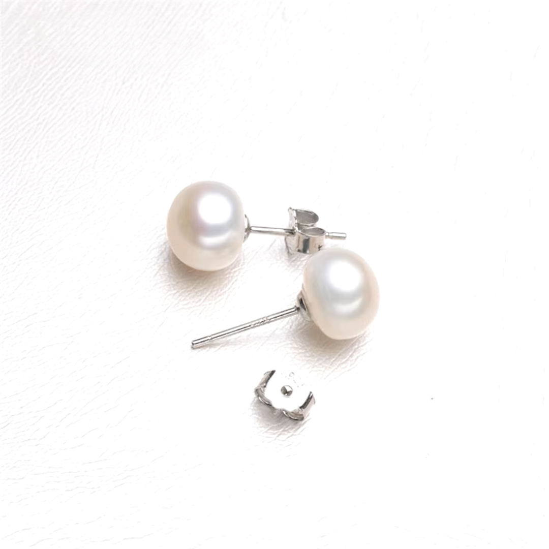 Pendientes perlas natural de agua dulce plata ley 925