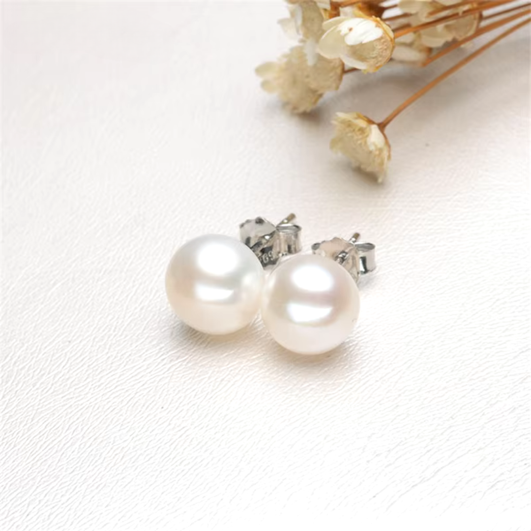 Pendientes perlas natural de agua dulce plata ley 925