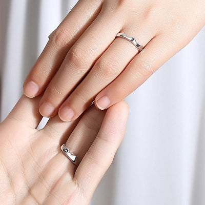 Anillo Sol Y Luna Para Parejas Ajustable Bañado En Plata X2