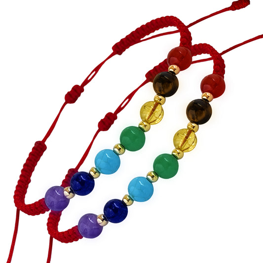Manilla Brazalete de los 7 Chakras en Cuarzos y Cuentas en Acero