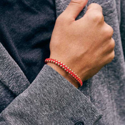 Pulsera Balines Grandes De Oro Laminado 18k Trenzada