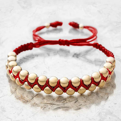 Pulsera Balines Grandes De Oro Laminado 18k Trenzada