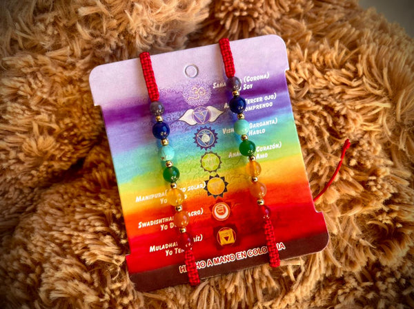Manilla Brazalete de los 7 Chakras en Cuarzos y Cuentas en Acero