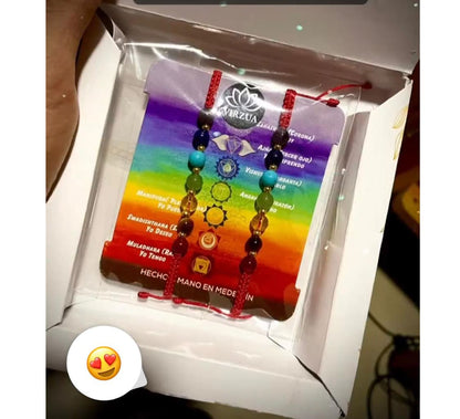 Manilla Brazalete de los 7 Chakras en Cuarzos y Cuentas en Acero