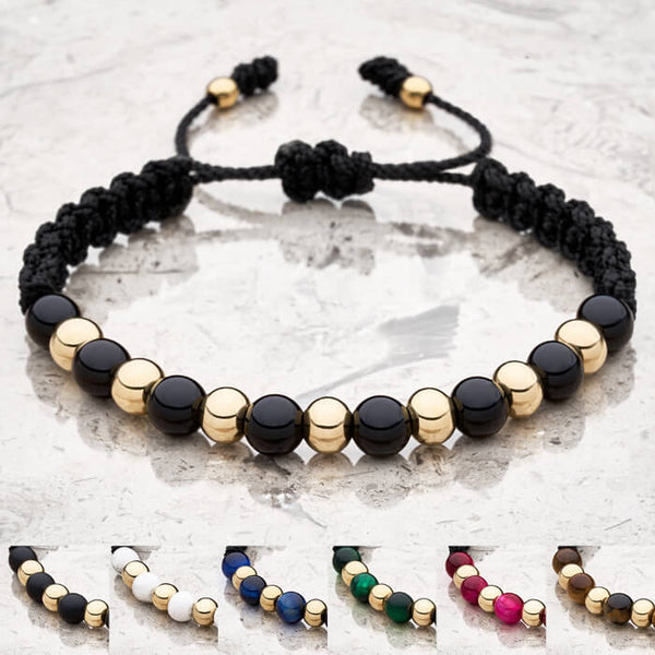 Pulsera Intercalada en Oro 18k y Cuarzos Naturales