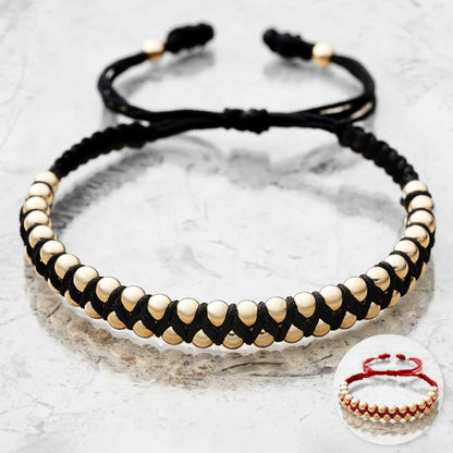 Pulsera Balines Grandes De Oro Laminado 18k Trenzada