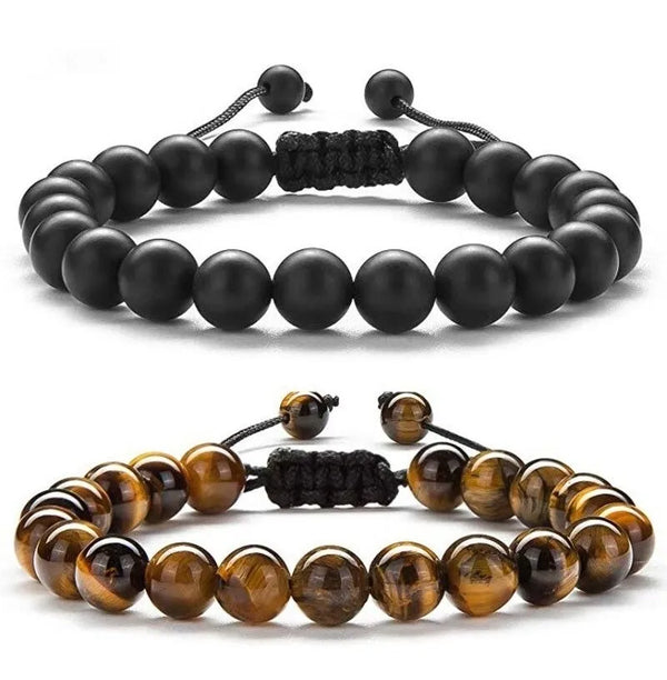 Pulseras Para Parejas En Piedra Natural (Ojo De Tigre y Onix)