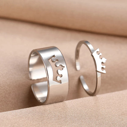 Anillos Para Pareja Del Rey & Reina en Acero Inoxidable