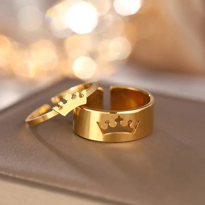 Anillos Para Pareja Del Rey & Reina en Acero Inoxidable