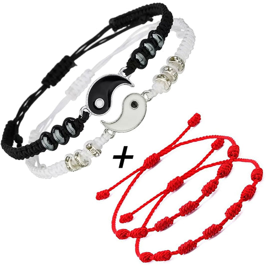 Pulsera Ying Yang x2 + Pulsera 7 Nudos x2 (4 Pulseras)